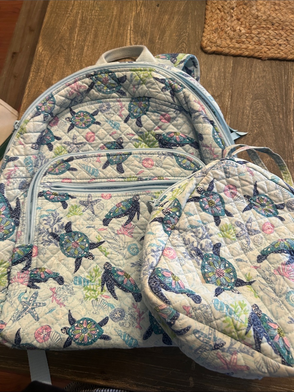 Vera Bradley Backpack with matching lunch bag turtle print